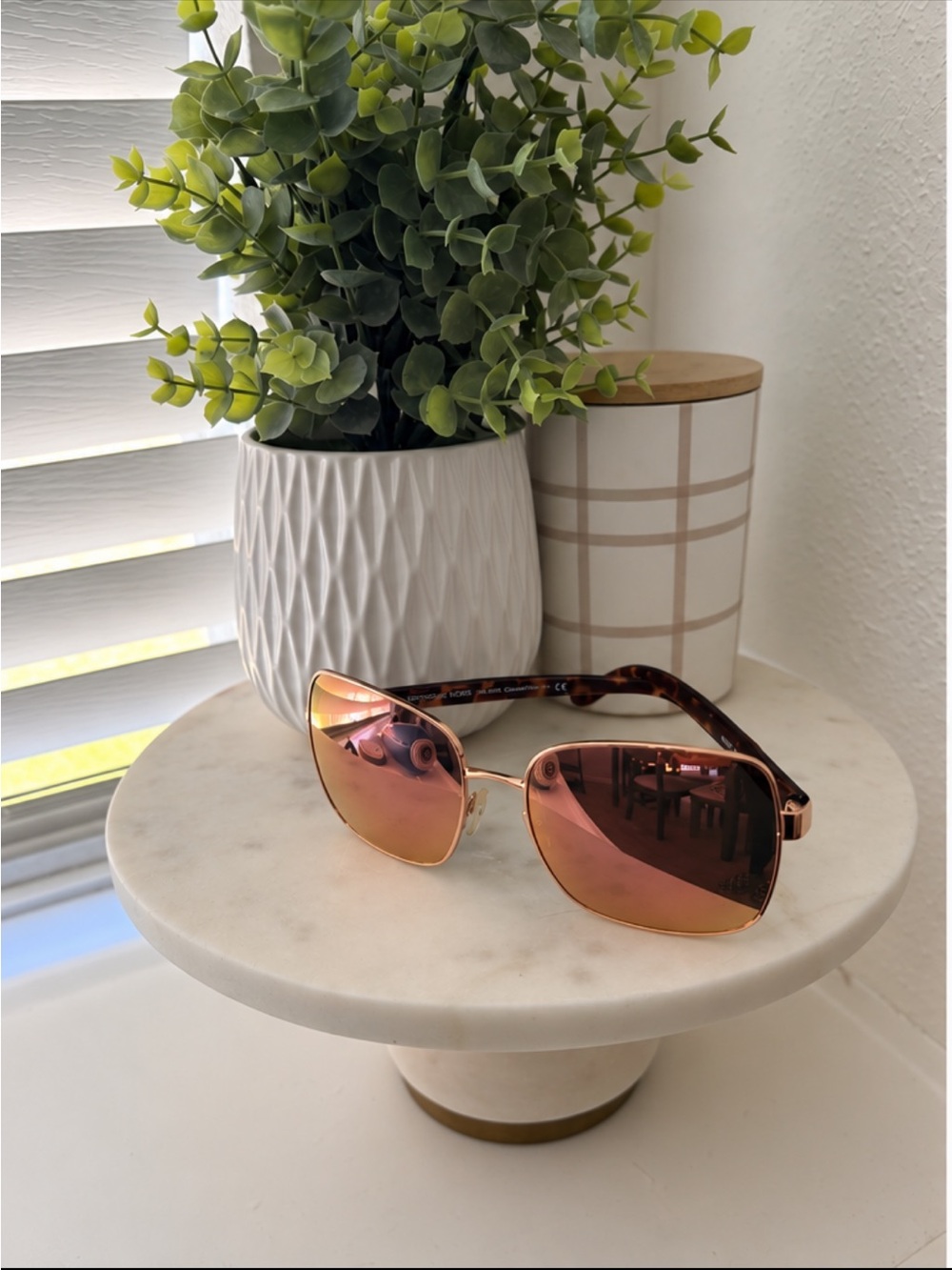 Michael Kors Pink Rose Gold Mirrored Sunglasses with Tortoiseshell Arms